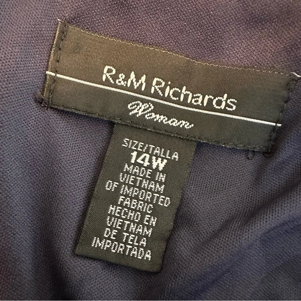 R & M Richards Navy Blue Floral Sequin Cocktail Dress, 14W